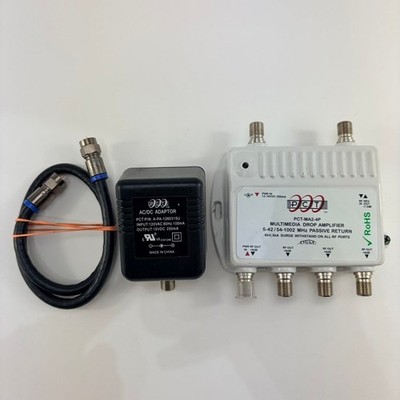 PCT-MA2-4P Coax Multimedia Drop Amplifier, 4 Port, 8 dB w/ AC Power Adapter. 