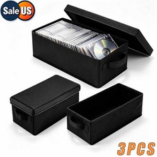 3 PCS CD DVD Storage Box, Media Container Organizer 14.37 x 6.3 x 5.5 Inch