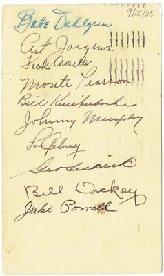 LOU GERHRIG Clubhouse SIGNED GPC 1938 - NY Yankees - 10 Autos ~ PSA COA - Image 1 of 3