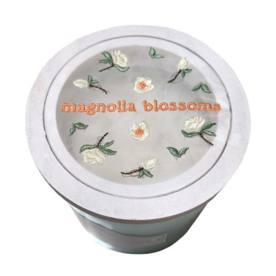NEW DW HOME magnolia blossoms Embroidered Hand Poured Scented Two Wick Candle