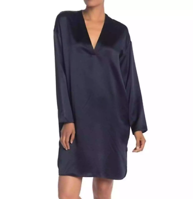 vince satin silk tunic dress Vince Silk Tunic Long Sleeve Dress Size S