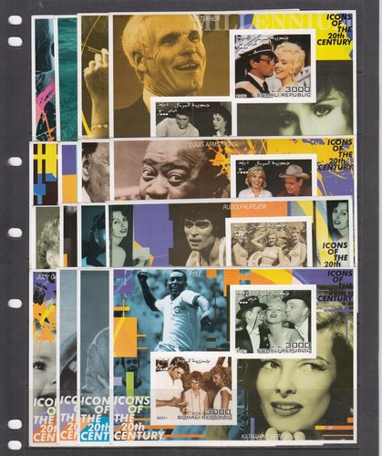 Elvis Presley Marilyn Monroe 2001 Somalia MNH 16 M/s imperf Complete set