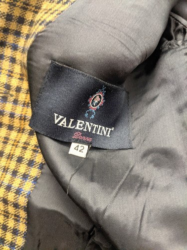 Valentini Jacke Damen Senf Größe 42 IN Wolle Check 3 Buttons Made IN Italy - Bild 7 von 12