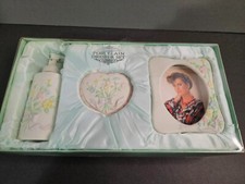 Vtg. Porcelain Dresser Set Cream in Color with Embossed Floral Design Never Used