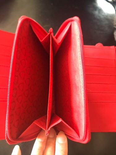 Vintage Red Nylon Multi Pocket Continental Wallet Zip Closure Liz Claiborne - Picture 4 of 12