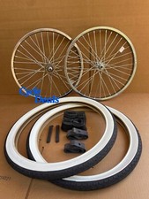 Set 20 X 1.75 Bike Steel Rims Chrome 36 Spokes Freewheel Tires White Wall Bmx Set 20 X 1.75 Bike Steel Rims Chrome 36 Spokes Freewheel Tires White Wall Bmx