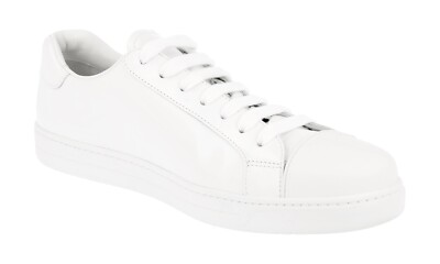 PRADA Leather Downtown Cap Sneakers - 4E3543 White Black NEW - US
