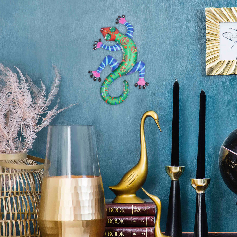 Déco Murale Poisson En Métal - Lot De 2 Sculptures Colorées (30x17,5cm) - Thème Océan, Accroche Facile - Pour Salon, Chambre, Jardin, Cuisine - 6
