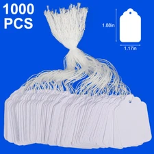 Garage Sale Price Tags Size #5 Blank White Hang Merchandise String Strung