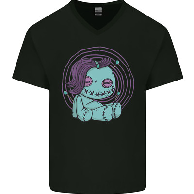 Voodoo Doll Black Magic Evil Spirits Halloween Mens V-Neck Cotton T-Shirt