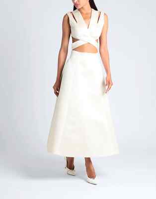 Emilia Wickstead £2400 Jax Duchess Satin Seide Kleid Midaxi Kleid UK 14 US 10 neu mit Etikett