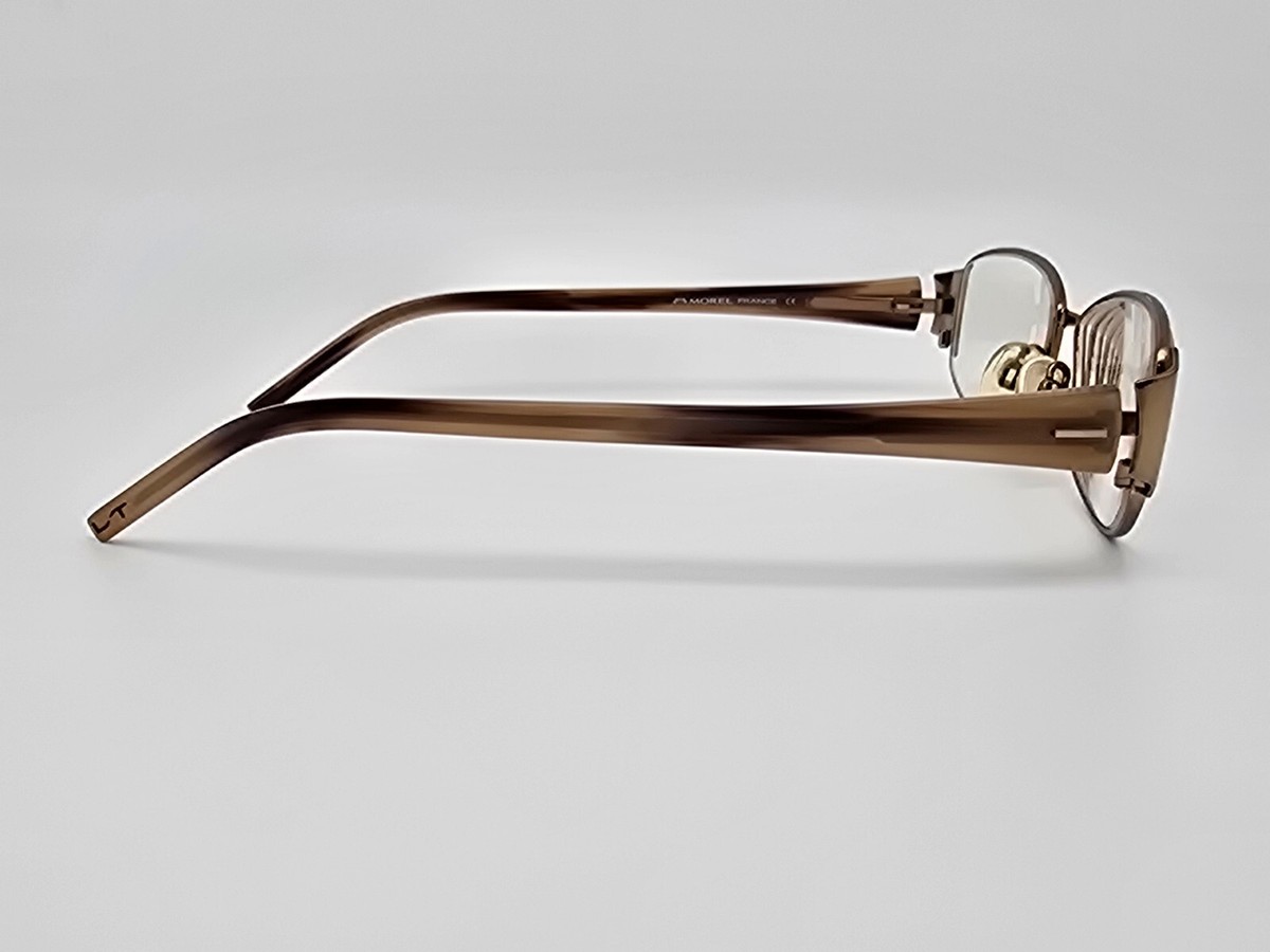 Morel Lightec 6381L MB 612 Gold Horn Eyeglasses Frame w/ Case France 51-16-135 Morel France Lightec Eyeglasses Eye Glasses Frames 6381L 51  main image 4