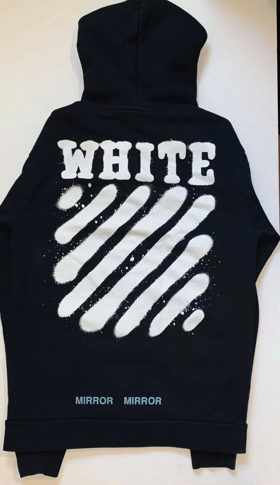 OFF WHITE Giacca con cappuccio da uomo stampa a righe bianca sporca nera taglia grande 2017 vernice spray