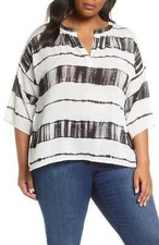 $99 NWT VINCE CAMUTO 1X Top Blouse Shibori Stripe Dolman Sleeve