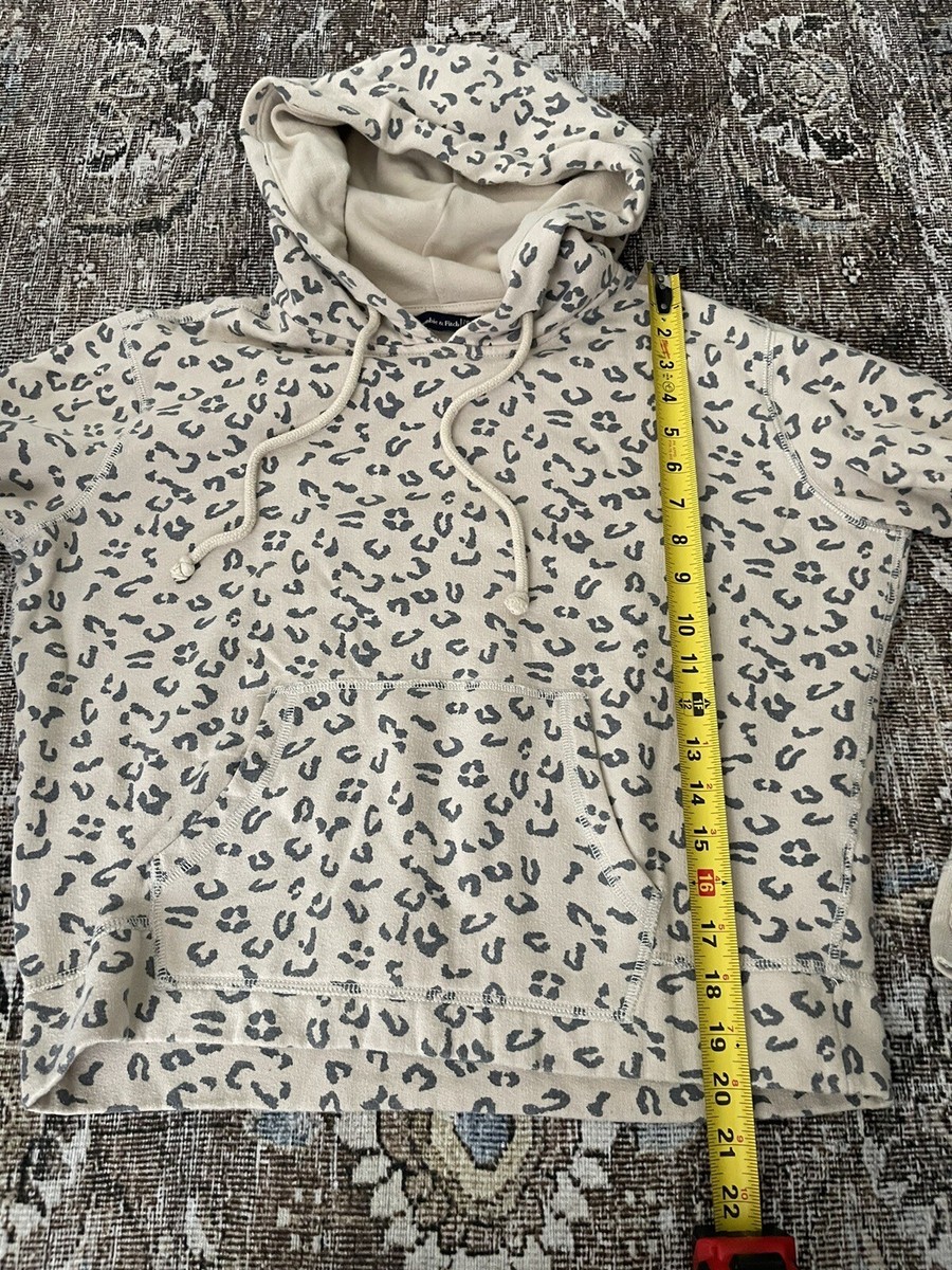Abercrombie and Fitch A&F Animal Print High Low Hoodie Beige
