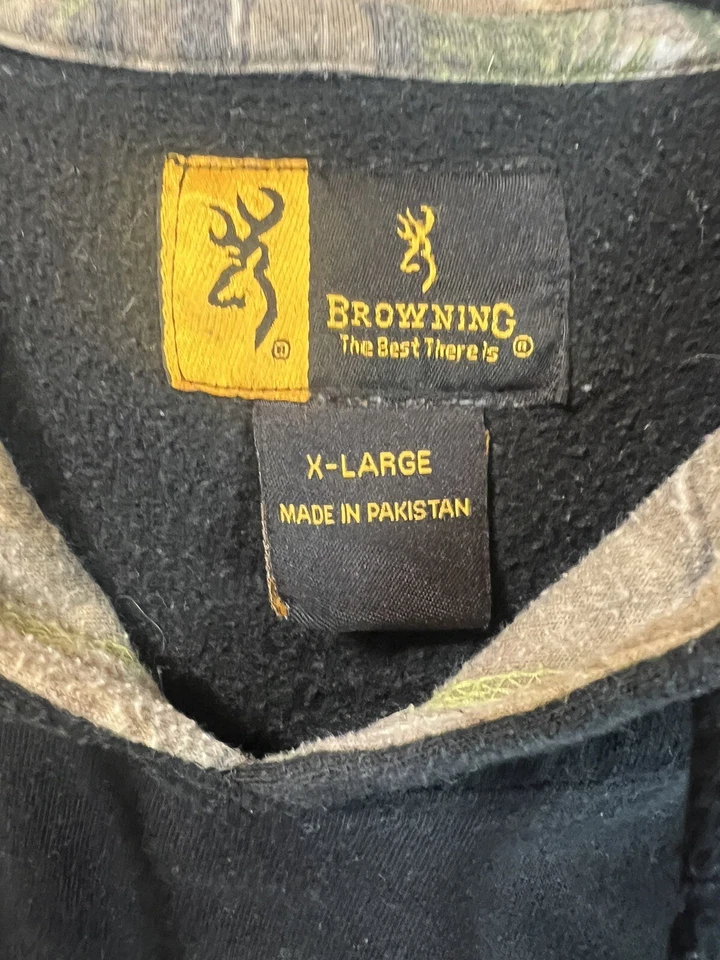 Мужская толстовка с капюшоном Browning Buckmark Realtree размер XL камуфляжная подкладка (черная) - Изображение 2 из 4