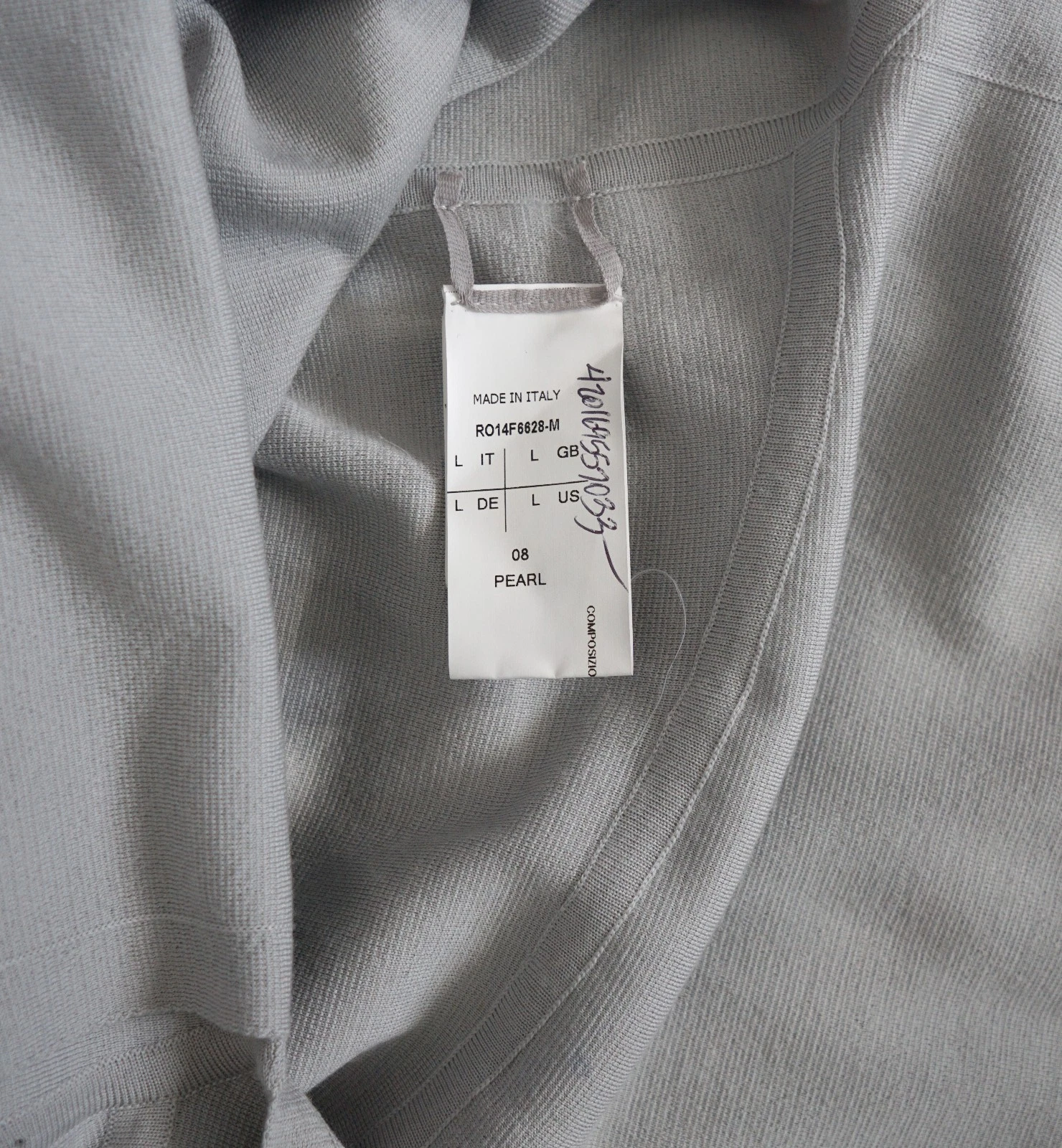 Maglione Lungo Tunica Top ASIMMETRICO RICK OWENS grigio LANA VERGINE L