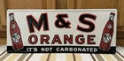 M&S Orange Metal Sign Soda Pop Coke Beverage Bottle Vintage Style Wall Decor