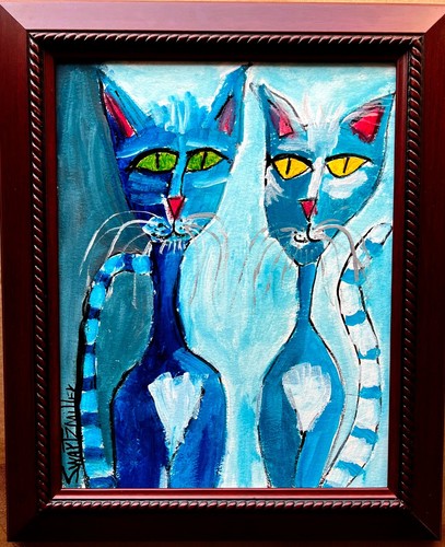 LANDSCAPE SUNSET COLORFUL upcycled CB 20 X 22 Painting SWARTZMILLER DNA SIGNED - Picture 12 of 12