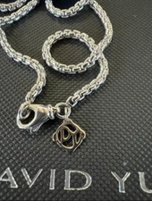 💯 Authentic David Yurman 3.6mm x 24” Sterling Box Chain w/14k Gold DY Logo!