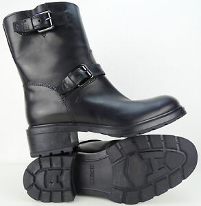 Hogan Buckled Biker Boots Damen Stiefelette Stiefel Leder Schwarz Gr 36 Neu Ebay