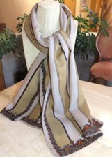 Albert Nipon oblong scarf possible wool 60x14.5; tan white red gold black blue