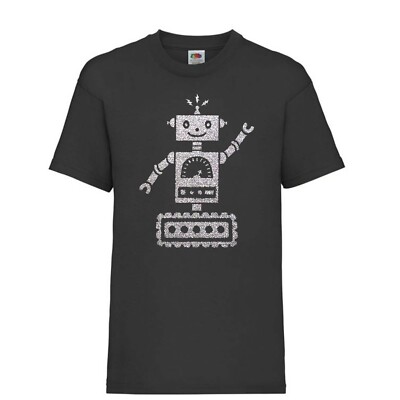 Kinder Jungen Mädchen Roboter T-Shirt Glitzer Spielzeug Retro Spaß Sci Fi Wissenschaft Messe cooles T-Shirt