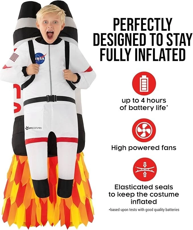 Kids Jetpack Inflatable Costume Boys Astronaut Rocket Jet Pack Pick Me Up Suit - Image 3 of 4