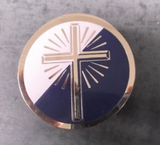 religion cross trophy parts lot of 9 blue white gold 2" diameter insert