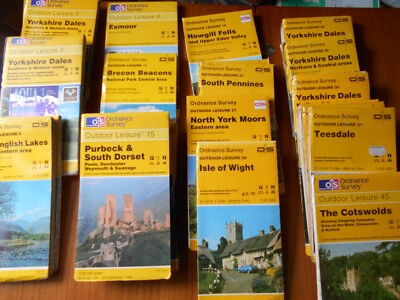 Ordnance survey Outdoor Leisure maps yellow cover 1:25000 each map 2.25 - 3.50