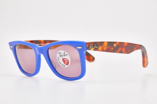 occhiali da sole RAY BAN WAYFARER 2140 polarized TORTOISE blue 👓Unisex - Foto 7 di 17