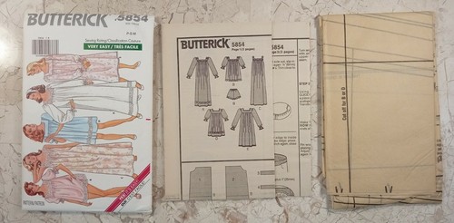 BUTTERICK 5854 Pattern VTG 80s UNCUT Size P-S-M Nightgown Yoke Shorts Micro-Mini - Picture 4 of 8