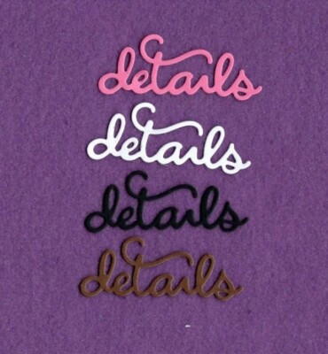 word DETAILS die cuts scrapbook cards