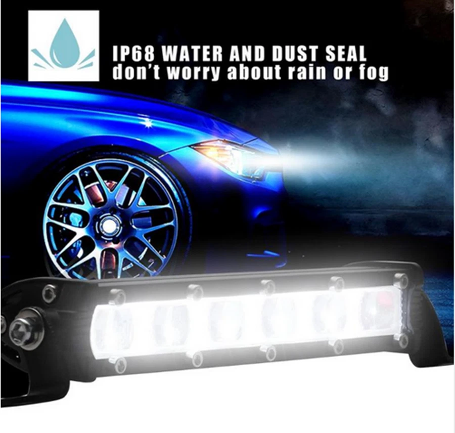Lámpara de barra de trabajo de luz LED de inundación de 7"" 60 W conducción antiniebla todoterreno SUV 4x4 coche barco camión Foto 4 de 4