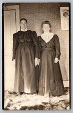 RPPC Postcard 2 Women in Black Dresses 
