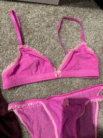 Lot of 5 Victoria Secret lace burgundy. pink Lingerie set bra and panty NWT Sz S