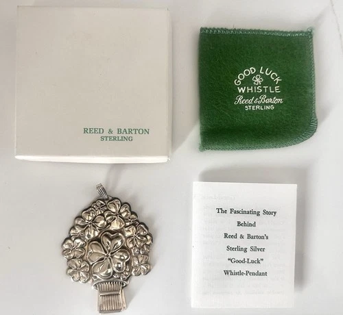 Sterling Silver 925 Reed Barton Good Luck Whistle Pendant Boxed