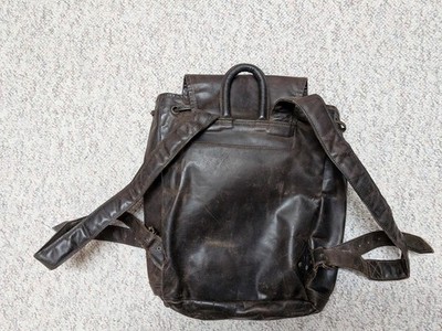 vintage 1990s backpack OCEAN PACIFIC brown leather OP surf PATINA