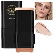 Face Foundation Stick, 2 in 1 Dual-Ended Long-Lasting Concealer Foundation Stick