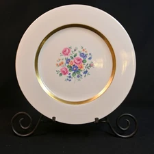 Limoges Theodore Haviland NY Plate Dinner Gainsborough Rose Spray Gold 1937-1956