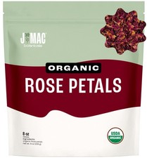Organic Rose Petals, 8 oz Certified USDA Organic, Edible, Culinary Grade fo...