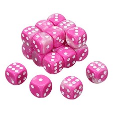 20Pcs 6 Sided Colored Standard Dice, Acrylic D6 Game Dice, Rose Red/White, White