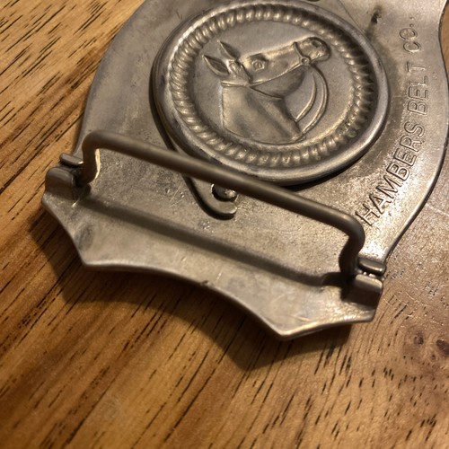 Vintage Silver Colored Belt Buckle With Turquoise Center, Chambers Belt Co. - Picture 12 of 13