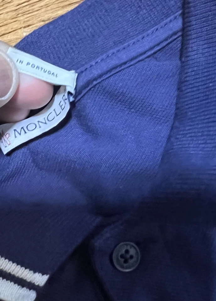 Moncler Polo Azul Niños Grandes 14 164 cm Manga Corta Diseñador Logo Foto 4 de 4