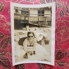 VTG 40s Snapshot Photo Woman Swimsuit Sunbathing Drinking Coke Sexy Pinup