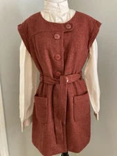 Tabitha Blustery Days TWeed  Belted Vest Tunic dress Anthropologie sz 8