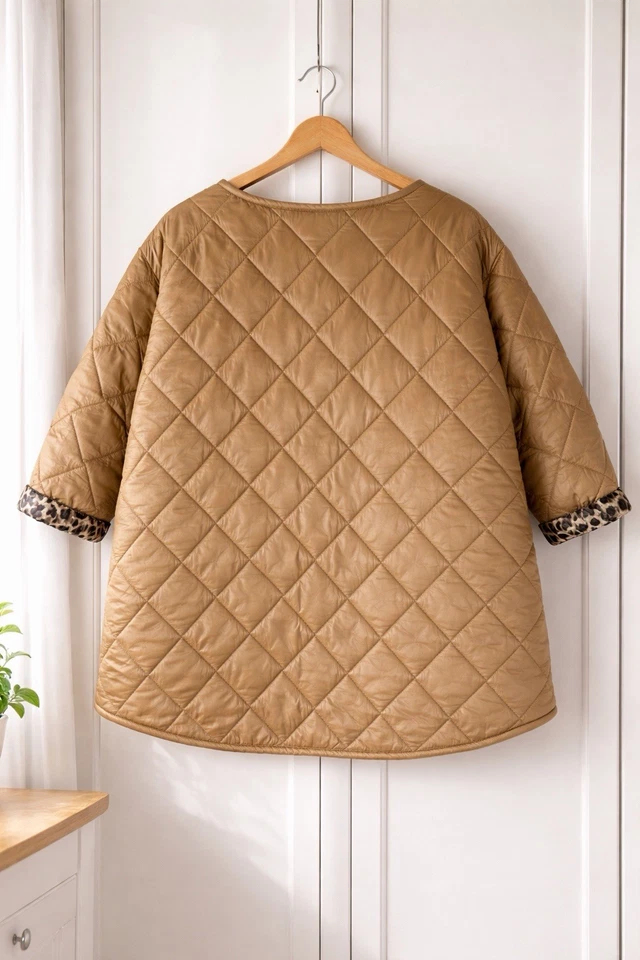 Damen Steppjacke ultraleicht beige Leo One Size 38-44 Übergangsjacke Oversize - Bild 4 von 4