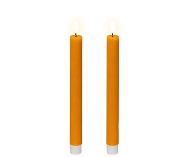 2 LED Kerzen Timerfunktion 24,5cm Wachs flacker Flamme Batteriebetrieben Orange - Bild 1 von 3