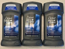Lot Of 3 Dove Men Care Antiperspirant Stick 72H Protection Midnight Classico NEW