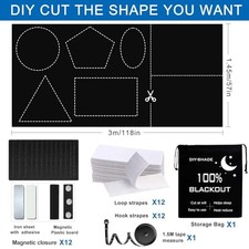 100 Blackout Curtain 118"x57",Blackout Blind Magnetic Window Cover